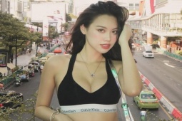 Thời trang - Á hậu xứ Huế mặc áo "hai lá" khoe eo thon, chân dài nổi bật trên đường phố Thái Lan