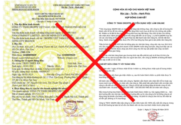 Hình ảnh một thông tin bị giả mạo để lừa đảo