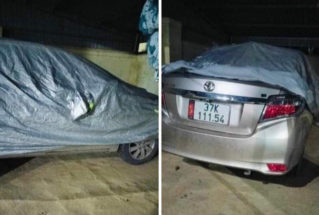 Chiếc xe ô tô của anh H. được tìm thấy ở Trạm Y tế xã Thanh Chi.