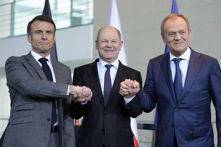 Các lãnh đạo Pháp, Đức và Ba Lan hôm 15/3 có cuộc họp ở Berlin nhằm thể hiện sự đoàn kết.