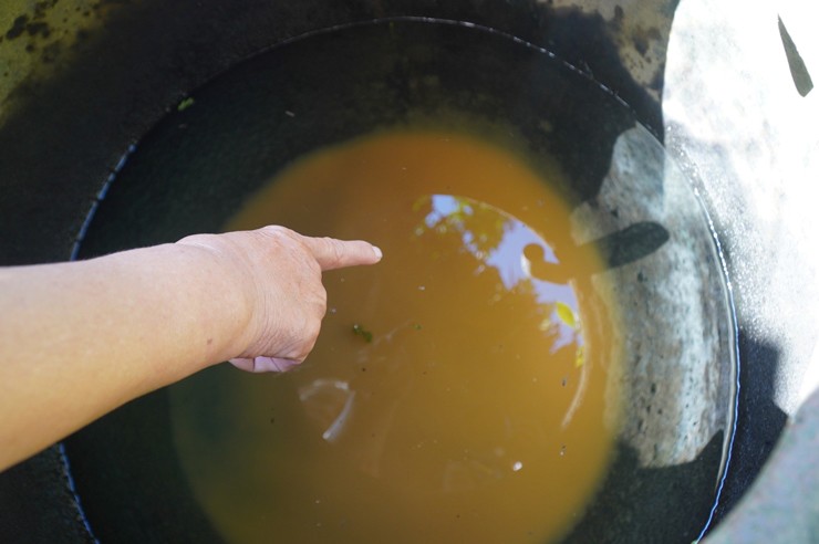 Nước sông "mặn đắng", nước trong giếng cùng nhiễm phèn đặc quánh không thể dùng để sinh hoạt được.