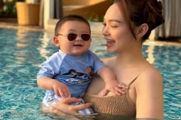 Minh Hằng lần đầu tiên mặc áo tắm khoe vóc dáng "mẹ 1 con" được khen nức nở