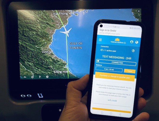 Dịch vụ Internet trên máy bay Vietnam Airlines ở độ cao hơn 10.000m.