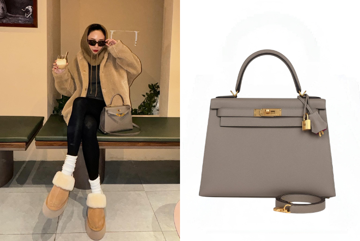 Chiếc túi Hermes Kelly phiên bản khóa vàng là một trong những chiếc túi hiệu đắt đỏ nhất mà Tóc Tiên sở hữu. Thiết kế này có giá khoảng 780 triệu đồng.