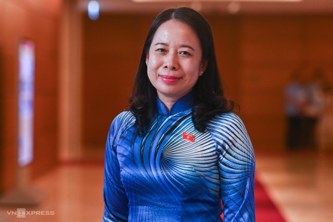Bà Võ Thị Ánh Xuân bên hành lang Quốc hội, tháng 3/2021. Ảnh: Giang Huy