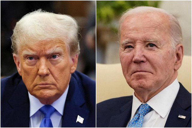 Cựu Tổng thống Donald Trump (trái) và Tổng thống Joe Biden "tái đấu" vào ngày 5-11. Ảnh: Reuters