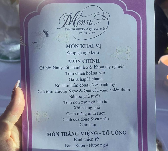 Thực đơn cỗ nhà Chu Thanh Huyền.