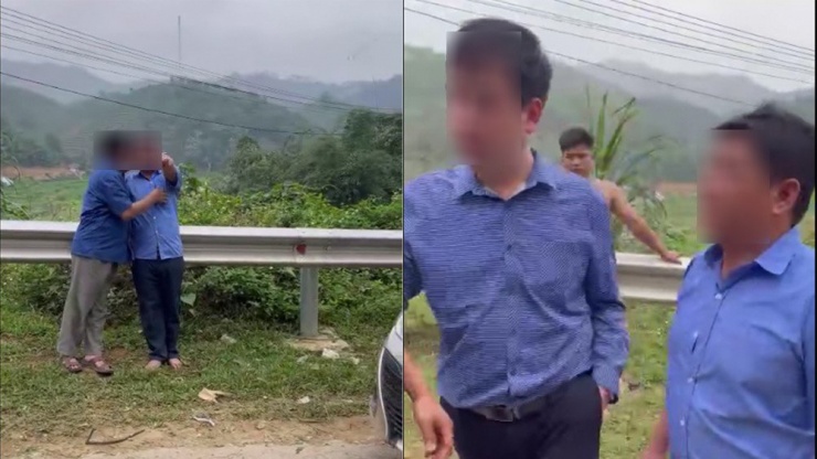 Những người được cho là lãnh đạo xã Vinh Tiền. Ảnh chụp màn hình