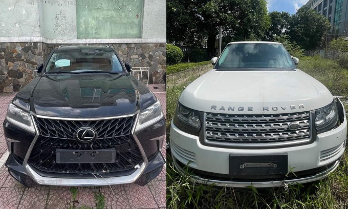 Chiếc Lexus LX 570 đời 2018 sản xuất tại Nhật Bản và Range Rover đời 2016 nhập khẩu từ Anh thuộc diện đấu giá. Ảnh: Hùng Lê
