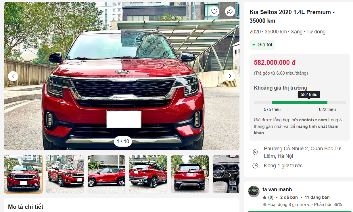 Tin rao bán chiếc Kia Seltos 2020 1.4L Premium cũ.