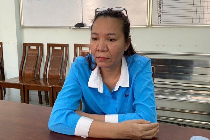 Bà Giáp Thị Sông Hương tại cơ quan điều tra. Ảnh: Công an cung cấp