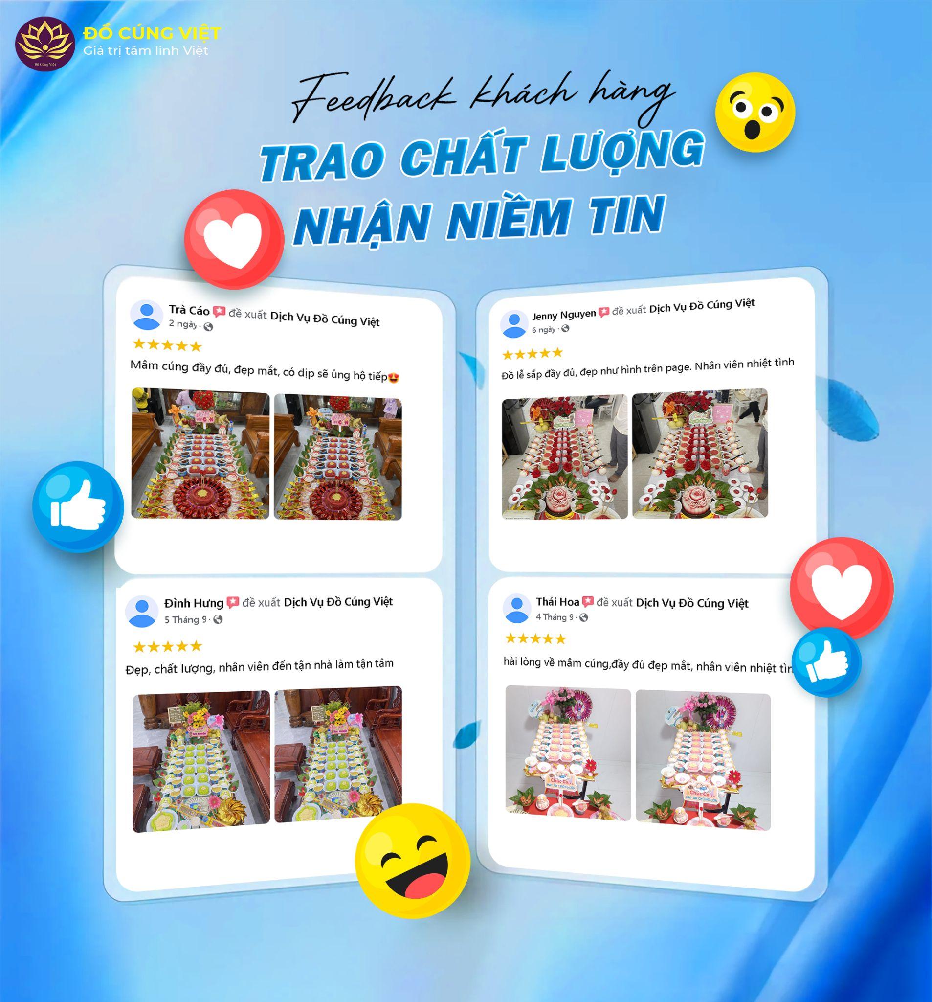 Sự hài lòng tối đa của nhiều khách hàng khi chọn lựa thương hiệu Đồ Cúng Việt.