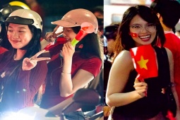 Fan nữ xinh đẹp đổ xuống đường “đi bão” mừng tuyển Việt Nam vô địch