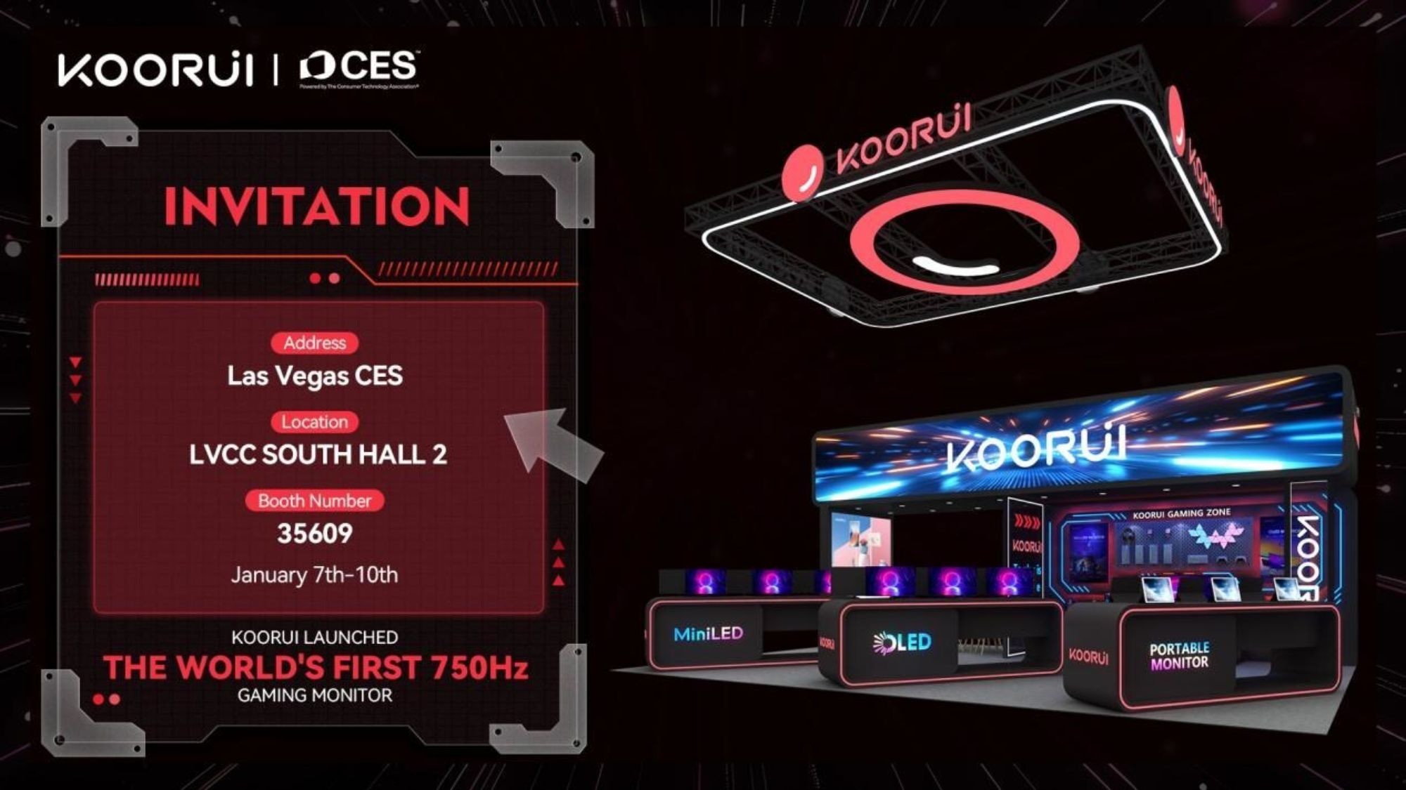 Hình ảnh quảng cáo mẫu màn hình gaming 750Hz của Koorui.