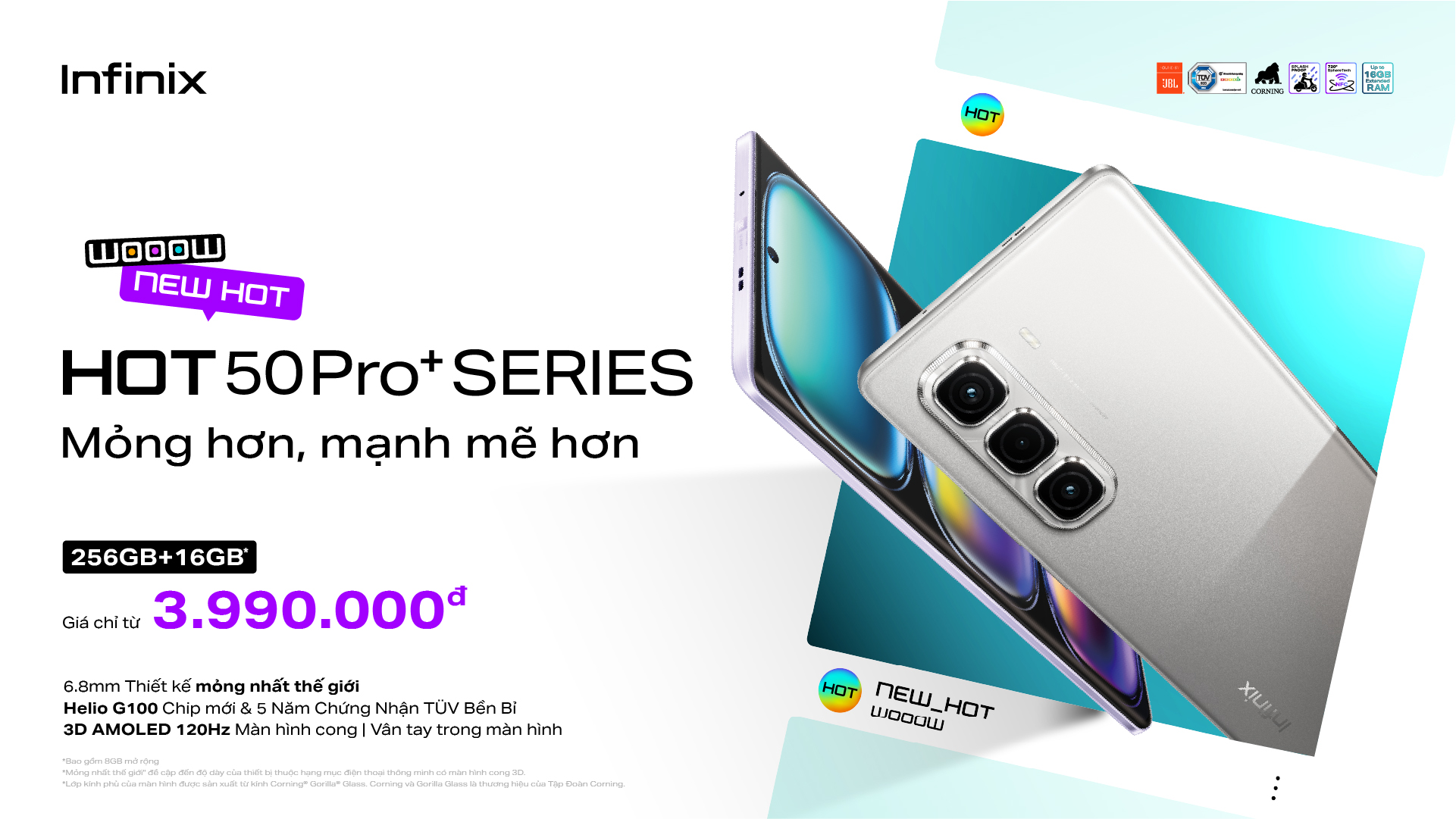 Infinix HOT 50 Pro+Series: Điện thoại màn cong siêu mỏng, bền bỉ 5 năm chỉ dưới 5 triệu đồng - 1