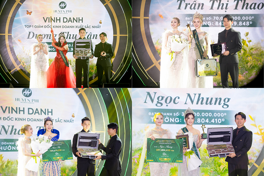 4 giám đốc kinh doanh xuất sắc của Huyền Phi Wellness & Cosmetics tỏa sáng trong đêm tiệc “Reborn - Tái sinh để tỏa sáng”