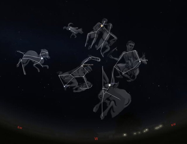 Hình ảnh lục giác mùa đông xuất hiện vào bầu trời đêm Giao thừa tới đây.