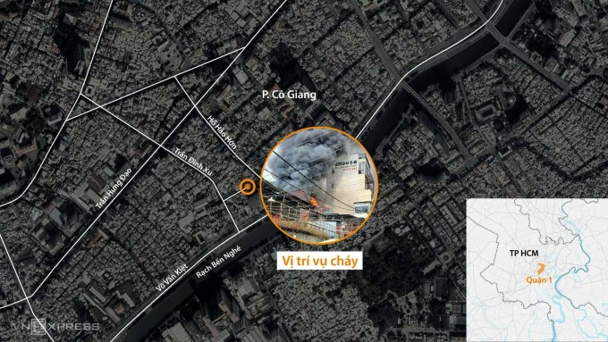 Vị trí xảy ra cháy. Đồ hoạ: Đỗ Nam