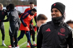 Bóng đá - Rashford cười tươi dù bị hắt hủi, dàn sao MU &quot;đánh hội đồng&quot; HLV Amorim