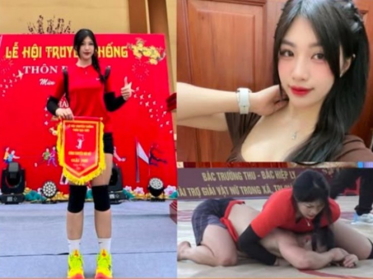 Hot-girl Anh Thơ hạ nhà vô địch nam Đào Hồng Sơn ở sới vật hội làng, fan dậy sóng