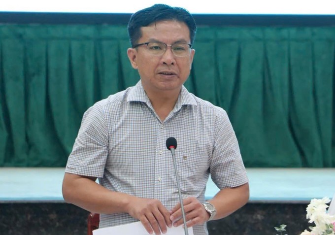 Ông Lê Văn Tiếp trong cuộc họp về giải phóng mặt bằng cao tốc Biên Hòa - Vũng Tàu năm 2024. Ảnh. Baodongnai