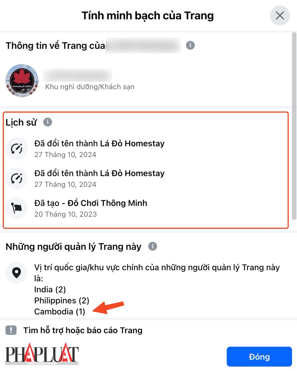 Một fanpage được mua lại, sau đó đổi tên để lừa đảo. Ảnh: MINH HOÀNG