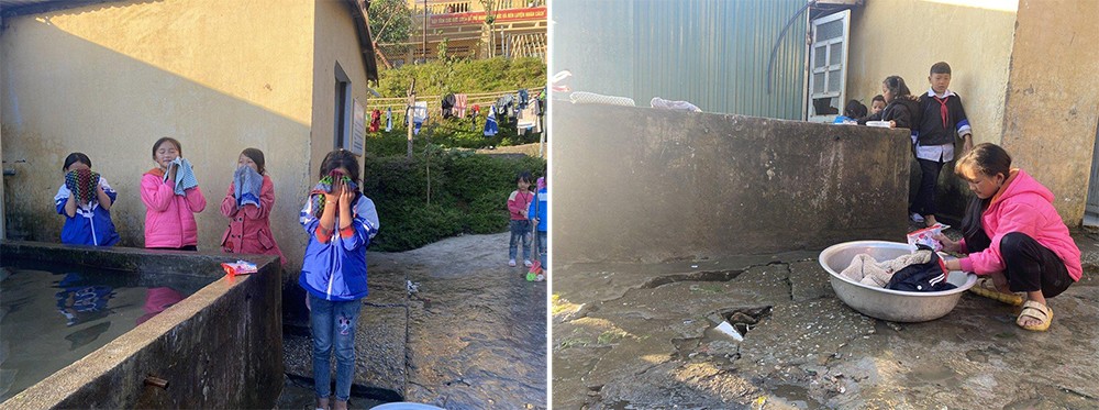 Việc mang đến cho các em những công trình vệ sinh thực sự “vệ sinh” là ước mơ của cả thầy và trò - Ảnh : DNCC