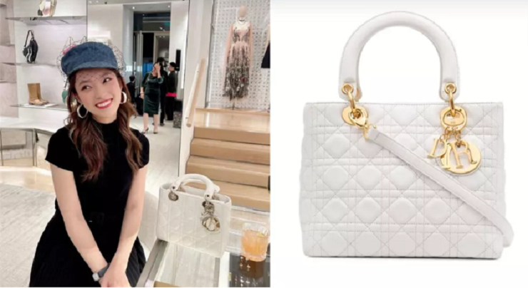 Khánh Vy bên chiếc túi Lady Dior Bag.