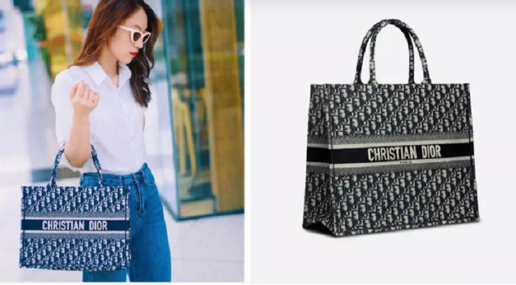 Chiếc túi thuộc dòng Dior Book Tote được nhiều sao nữ trong nước yêu thích, trong đó có Khánh Vy.