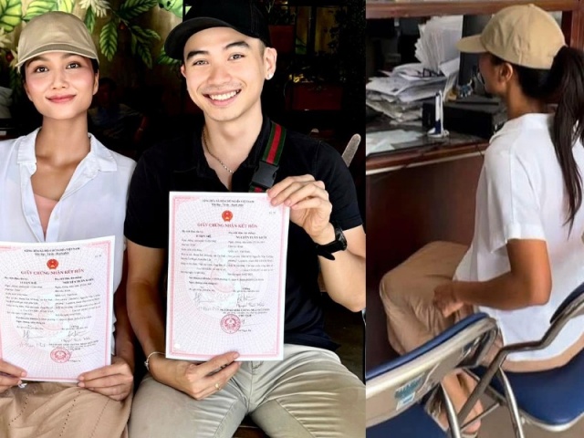 H'Hen Niê gây chú ý vì xỏ dép lê đi đăng ký kết hôn