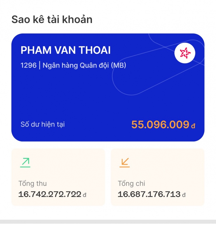 Ảnh chụp màn hình số tài khoản quyên góp của TikToker Phạm Thoại