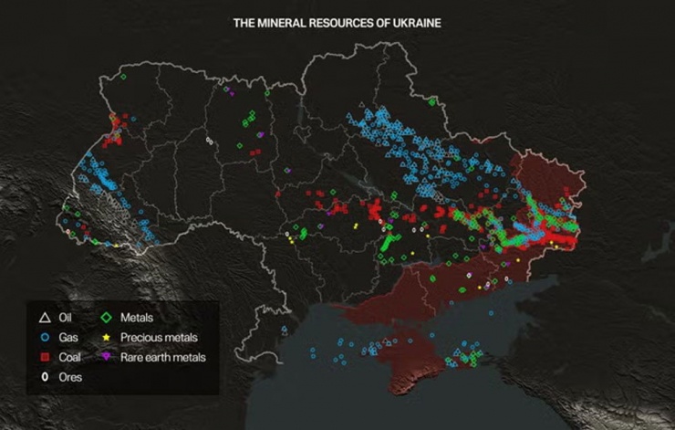 Bản đồ phân bổ các tài nguyên khoáng sản tại Ukraine. Nguồn: IP