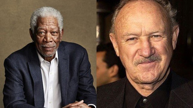 Morgan Freeman vinh danh Gene Hackman (phải) tại Oscar 2025.