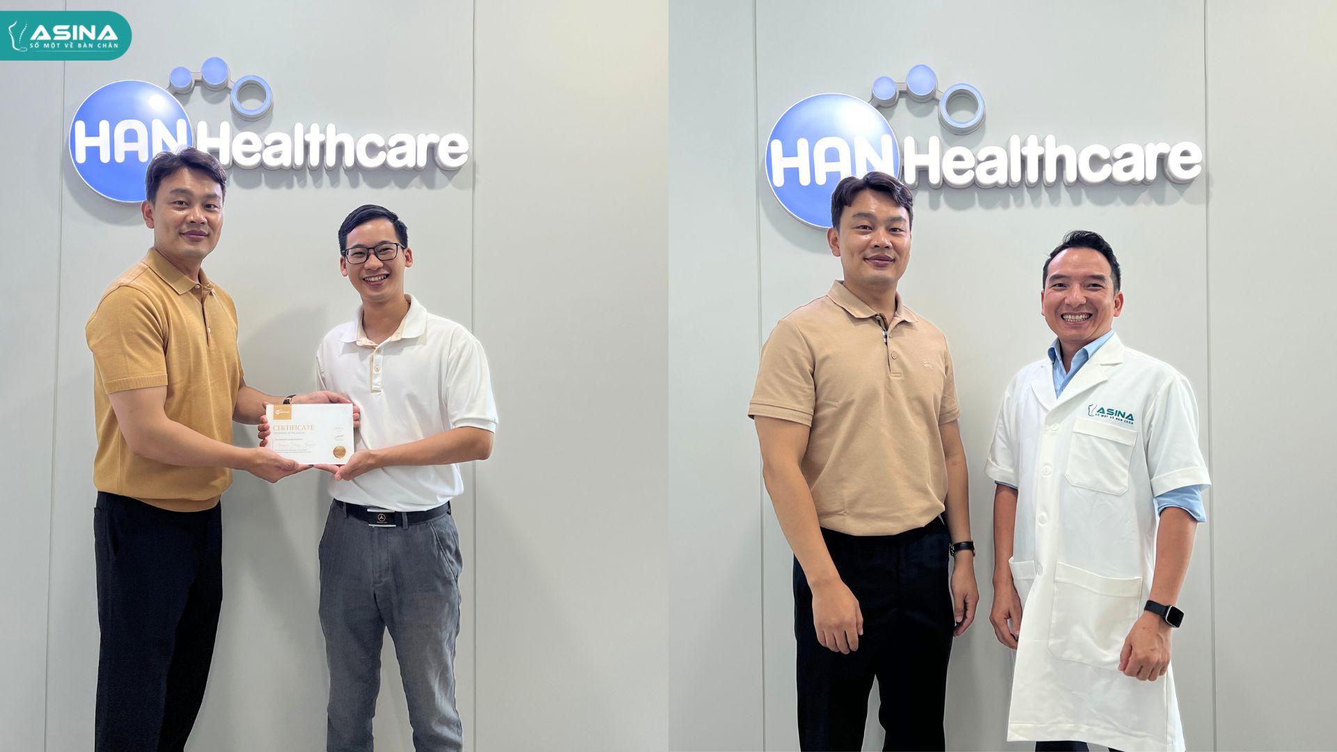 Chứng nhận hoàn thành khóa đào tạo được cấp bởi HAN HEALTHCARE cho bác sĩ ASINA