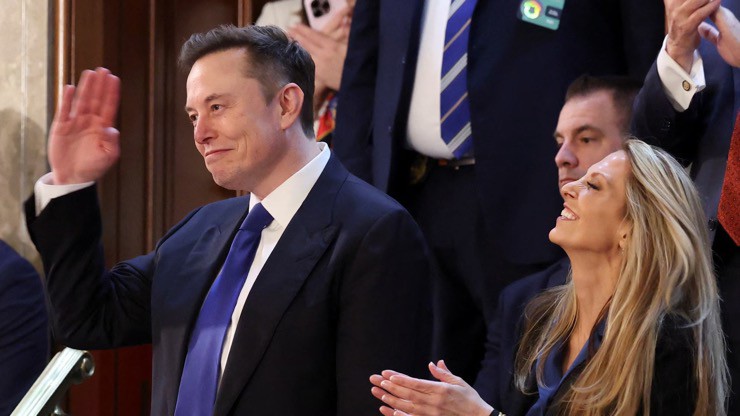 Tỷ phú Elon Musk dự sự kiện ông Trump phát biểu trước Quốc hội Mỹ. Ảnh: Wall Street Journal.