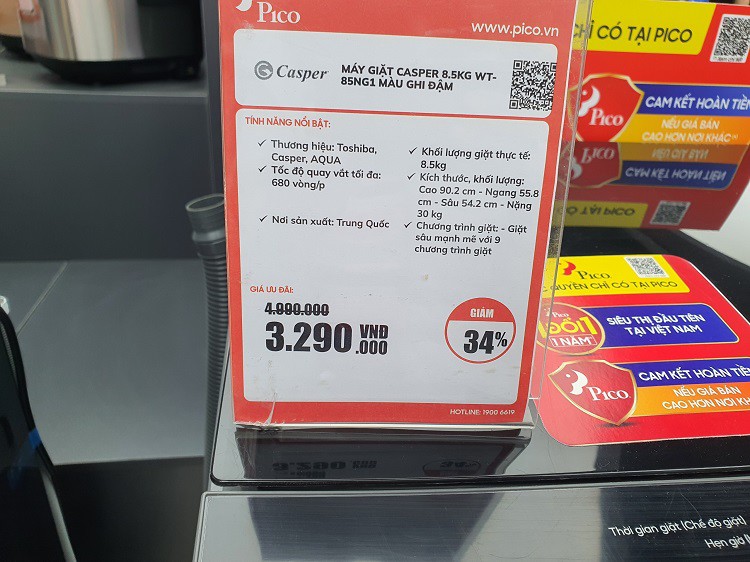 Máy giặt cửa đứng giảm giá chỉ còn 3,2 triệu đồng.