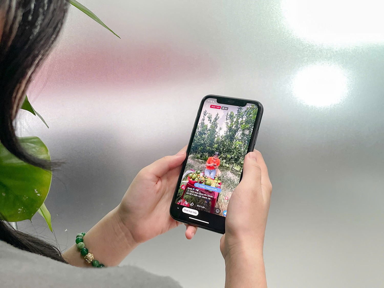 Một phiên livestream của Sendo Farm tại vườn