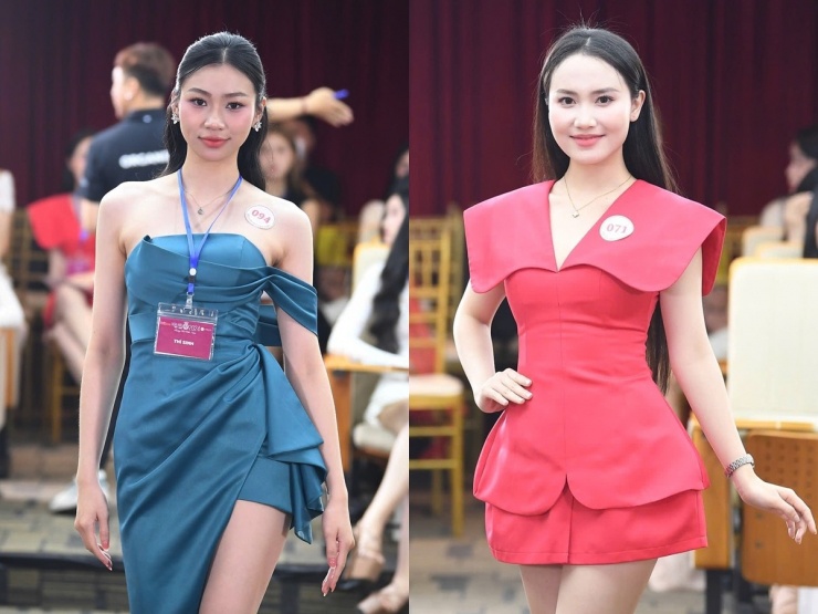 Các người đẹp bộc lộ kỹ năng catwalk trong trang phục tôn dáng. Nhiều hoa khôi, á khôi các đại học, cao đẳng ghi danh.