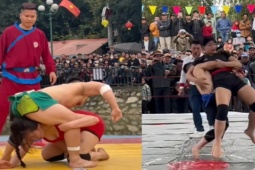Nhà vô địch SEA Games đấu vật thua Hòa "Bưởi", bị hot girl Anh Thơ đè ngửa