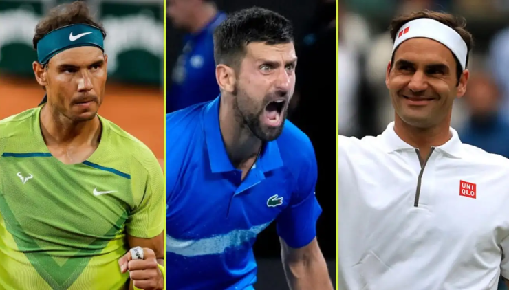 Nadal (bên trái) nói về bạn thân Federer (bên phải) để so sánh Djokovic (giữa) "giỏi nhất"