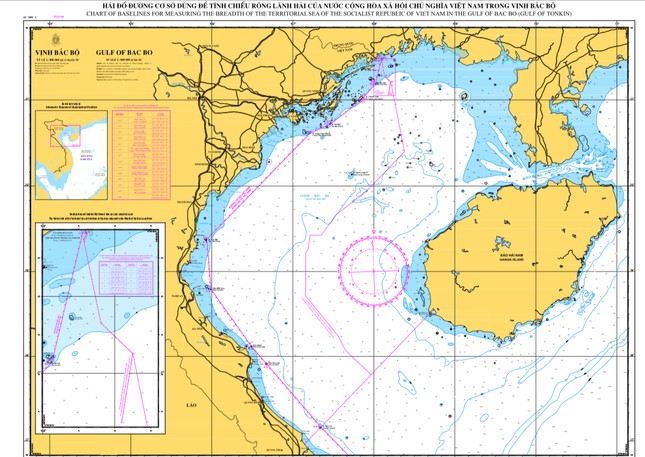 Hải đồ dùng để tính chiều rộng lãnh hải của Việt Nam trong Vịnh Bắc Bộ được lưu chiểu tại Liên Hợp Quốc. (Nguồn: un.org)