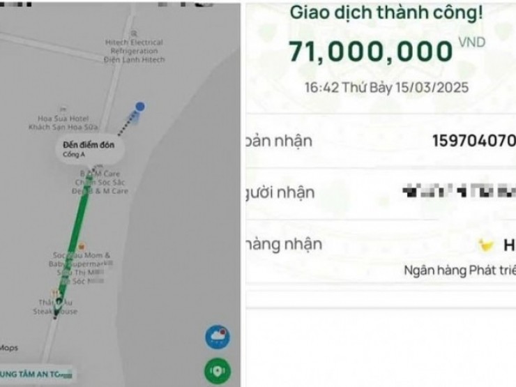 Đi Grab 71.000 đồng, hành khách chuyển nhầm thành 71 triệu đồng