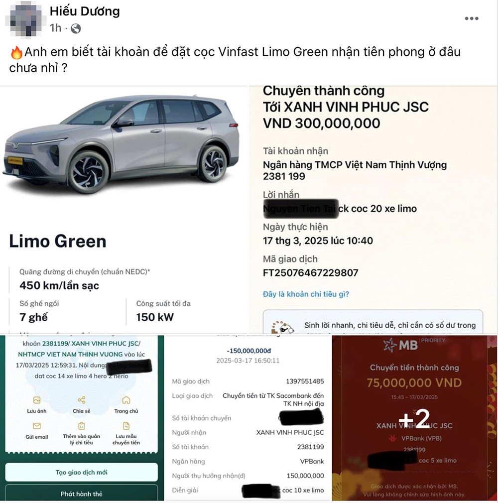 Những đơn hàng cọc 15-20 chiếc Limo Green liên tiếp đổ về các kênh nhận cọc của GSM.