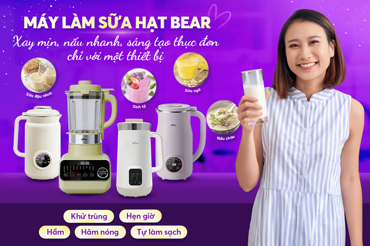 Với gần 5.000 lượt bán trên Shopee Mall chính hãng, máy làm sữa hạt Bear là lựa chọn yêu thích của hàng nghìn gia đình Việt