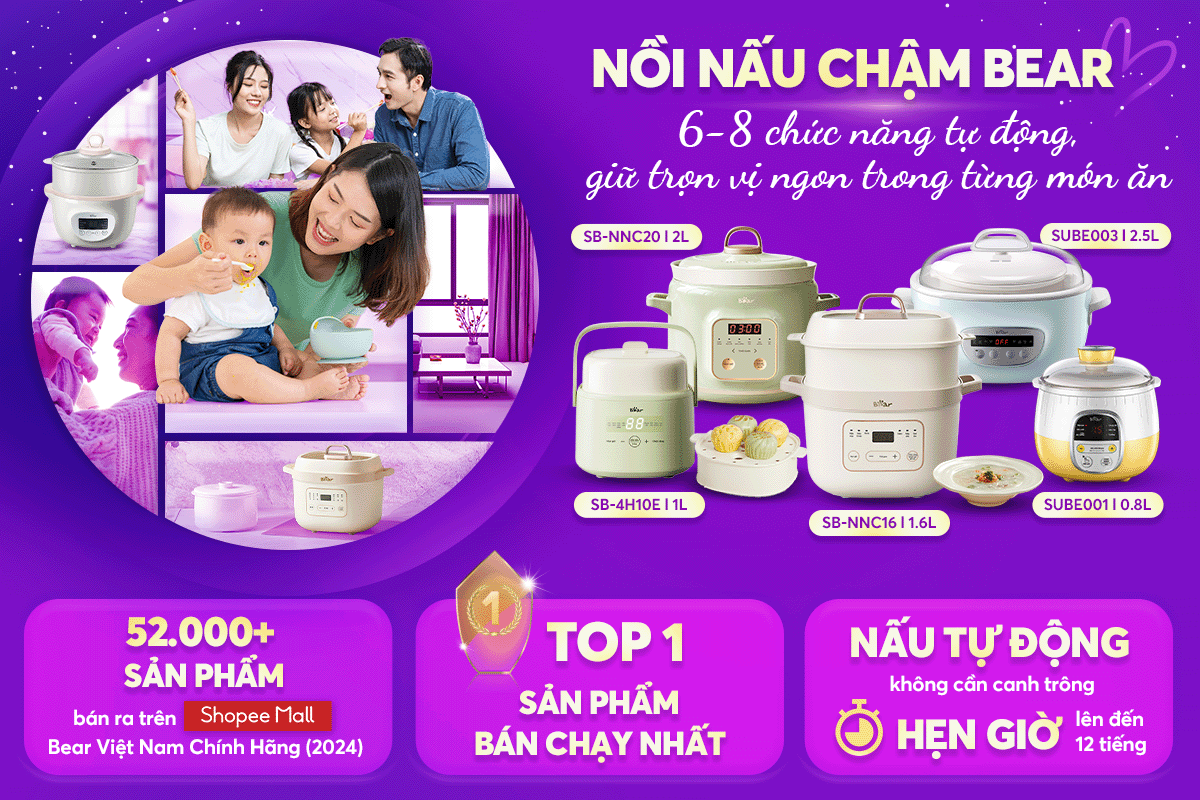 Với dung tích đa dạng từ 0.8L đến 2.5L, nồi nấu chậm Bear là giải pháp hoàn hảo cho những người nội trợ bận rộn, đặc biệt là các mẹ bỉm sữa và gia đình có người cao tuổi