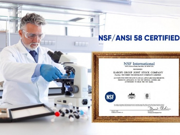 Karofi đạt chứng nhận NSF/ANSI 58 của Mỹ về nước ăn uống an toàn với sức khỏe