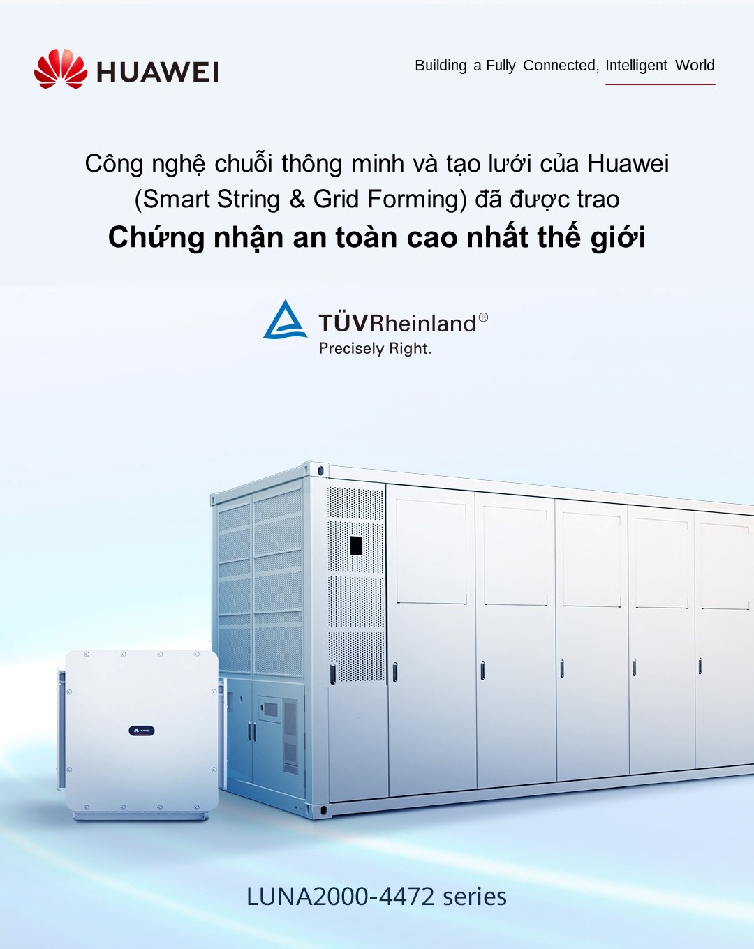 Công nghệ Chuỗi &amp; Tạo lưới thông minh (Smart String &amp; Grid Forming) của Huawei đạt chứng nhận an toàn cao nhất thế giới