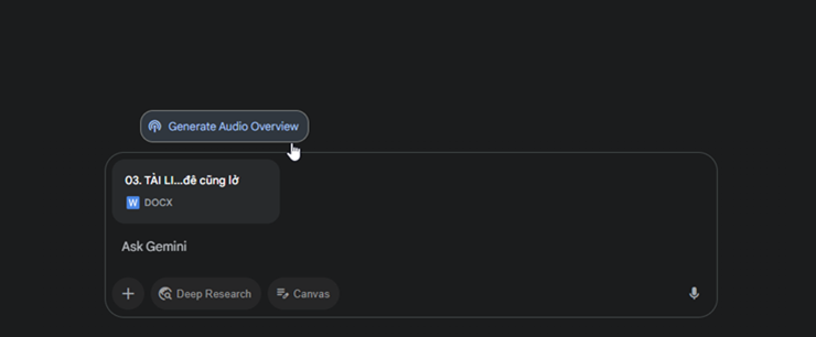 Tính năng biến văn bản thành một đoạn podcast trên Gemini.