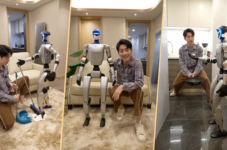 Chàng trai trẻ thuê robot vừa làm người yêu, vừa làm giúp việc. Ảnh: SCMP