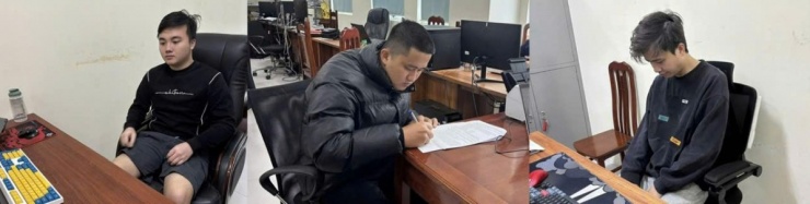 Các đối tượng tại cơ quan công an.